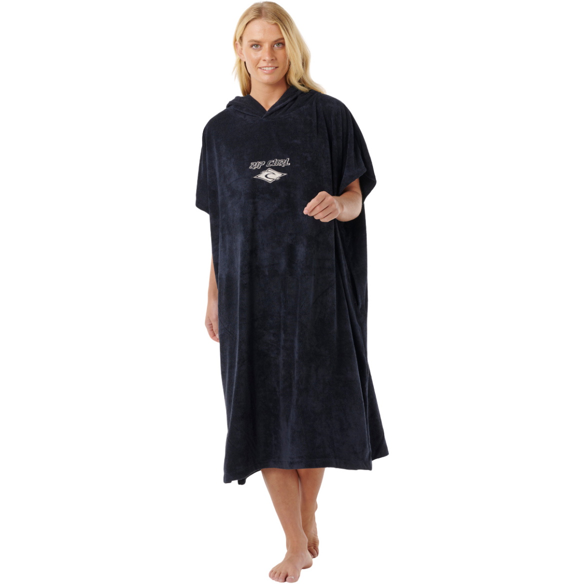 2026 Rip Curl Mujer Toalla Clásica De Surf Con Capucha Poncho 00ZWTO - Black / Blanco Roto